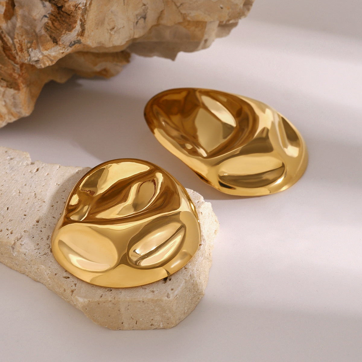 Stainless Steel Hammered Circle Earrings