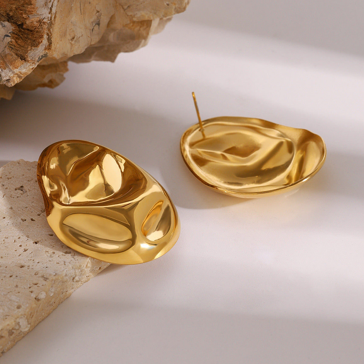 Stainless Steel Hammered Circle Earrings