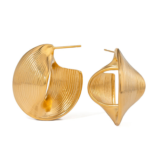 Stainless Steel Geometric Twisted Line Earrings