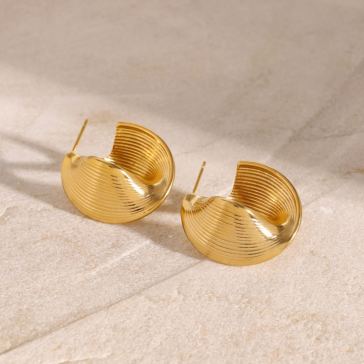 Stainless Steel Geometric Twisted Line Earrings