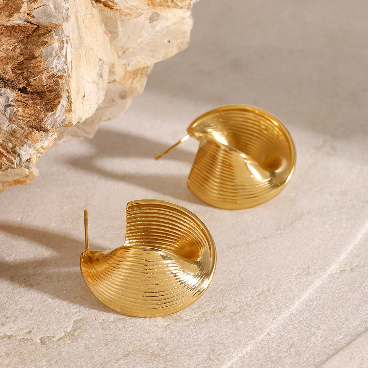 Stainless Steel Geometric Twisted Line Earrings