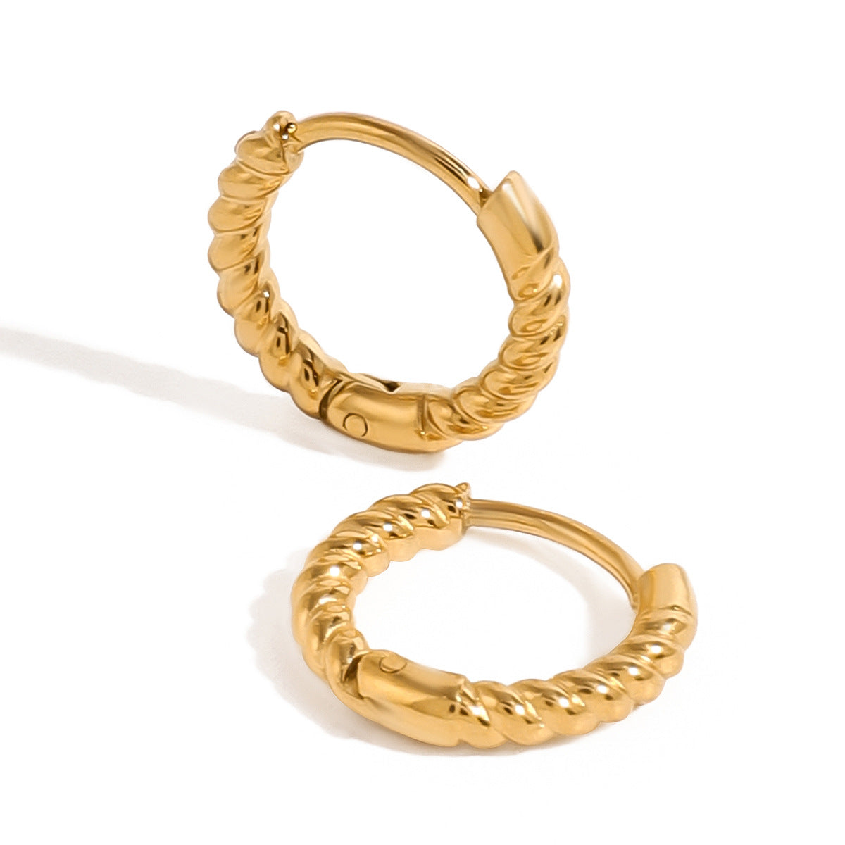 Stainless Steel 18K Gold PVD Twisted Rope Hoop Earrings
