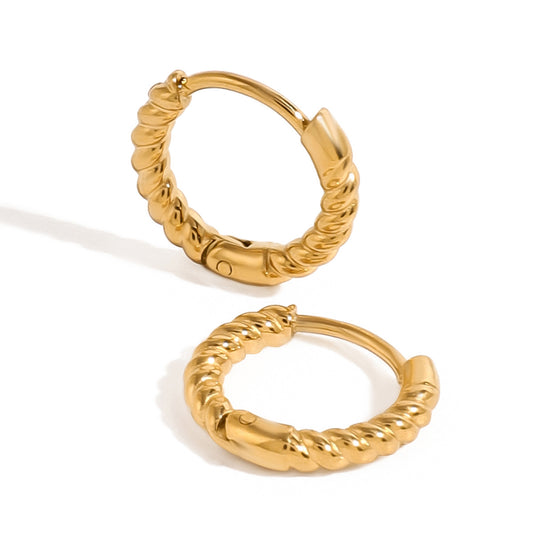 Stainless Steel 18K Gold PVD Twisted Rope Hoop Earrings