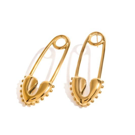 Stainless Steel 18K Gold PVD Heart Pin Earrings