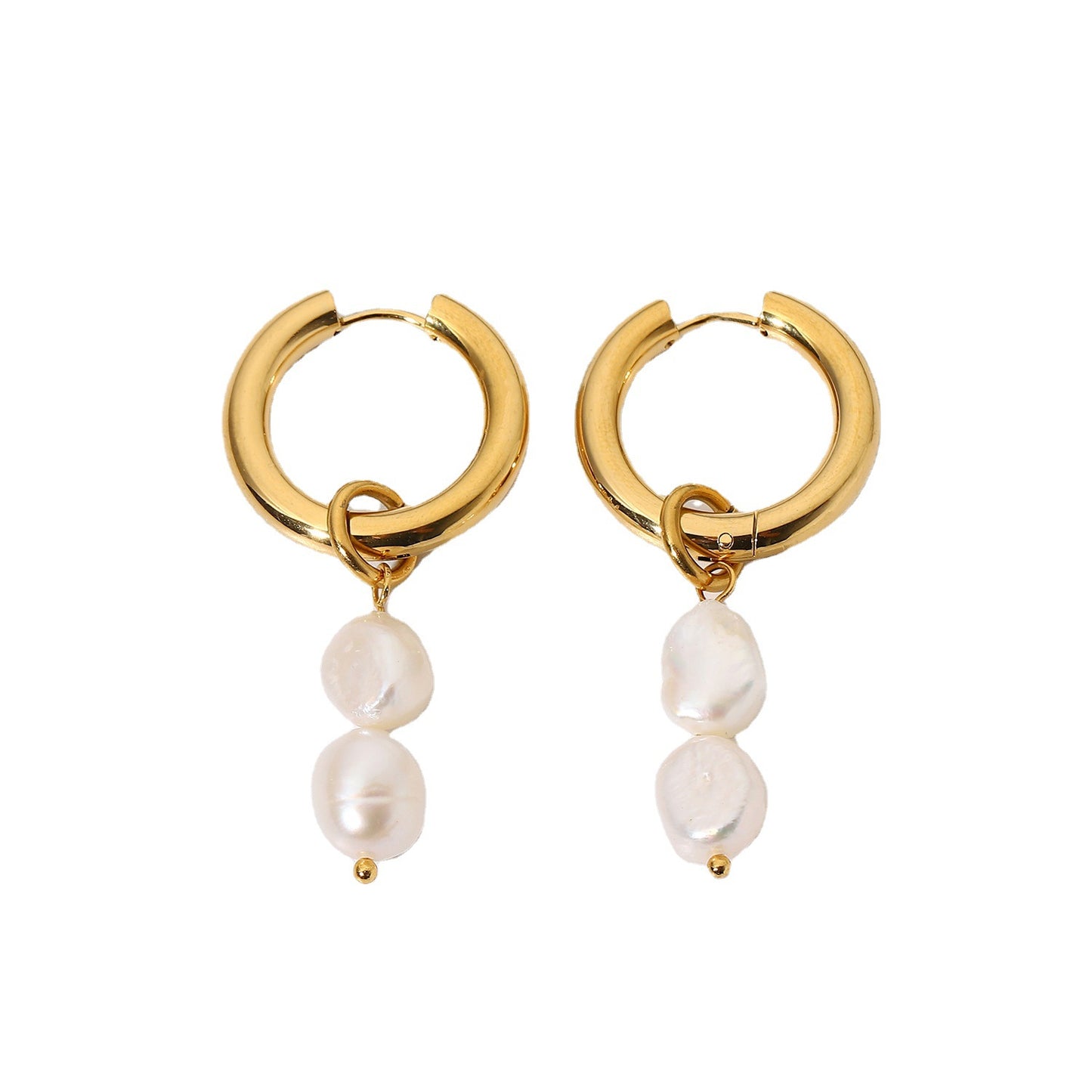 Stainless Steel Freshwater Pearl Pendant Earrings