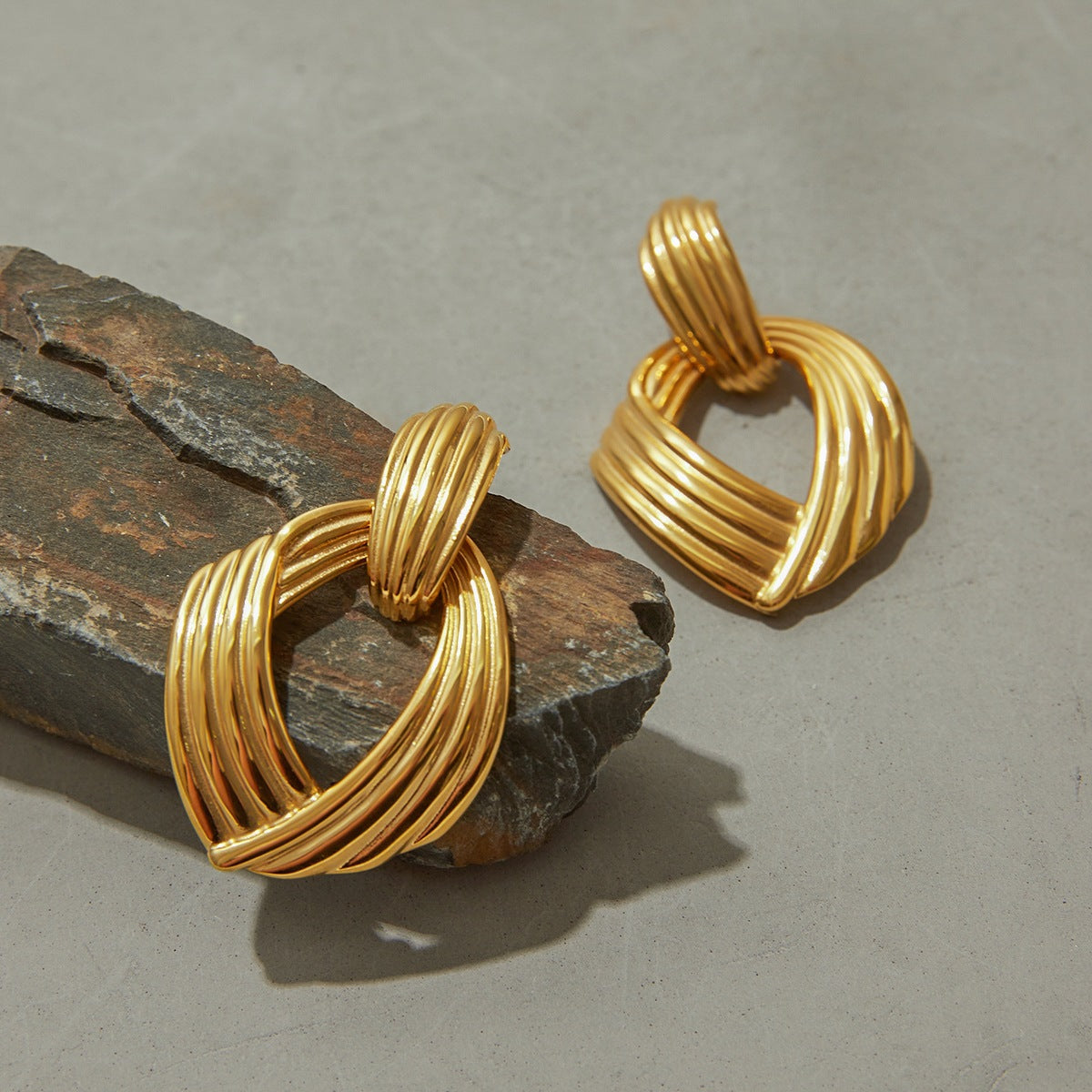 Stainless Steel Geometric Pendant Stud Earrings