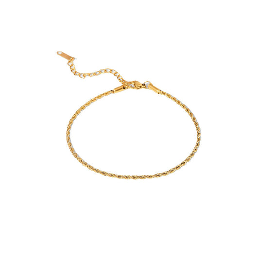 2mm Stainless Steel 18K Gold PVD Rope Chain Anklet