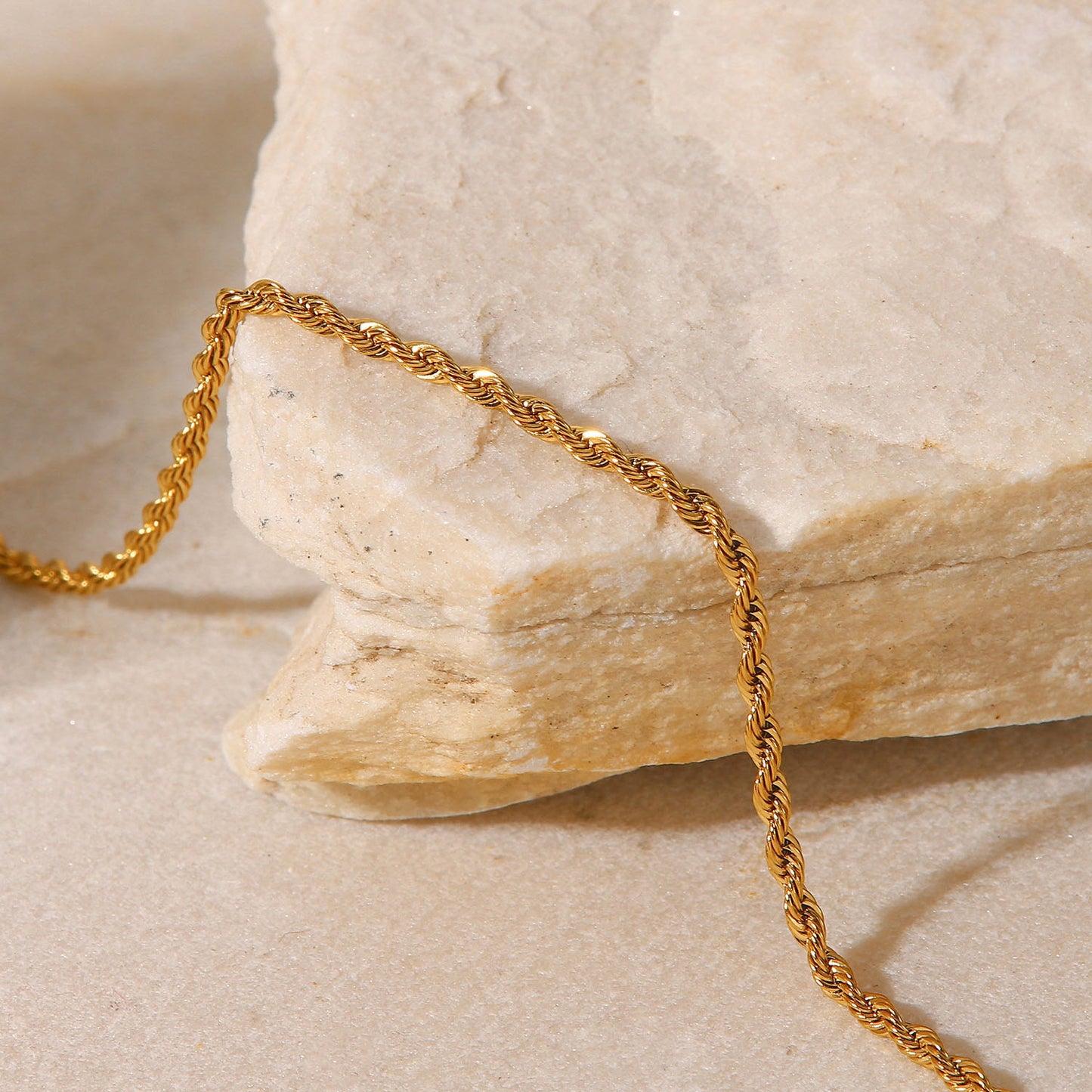2mm Stainless Steel 18K Gold PVD Rope Chain Anklet