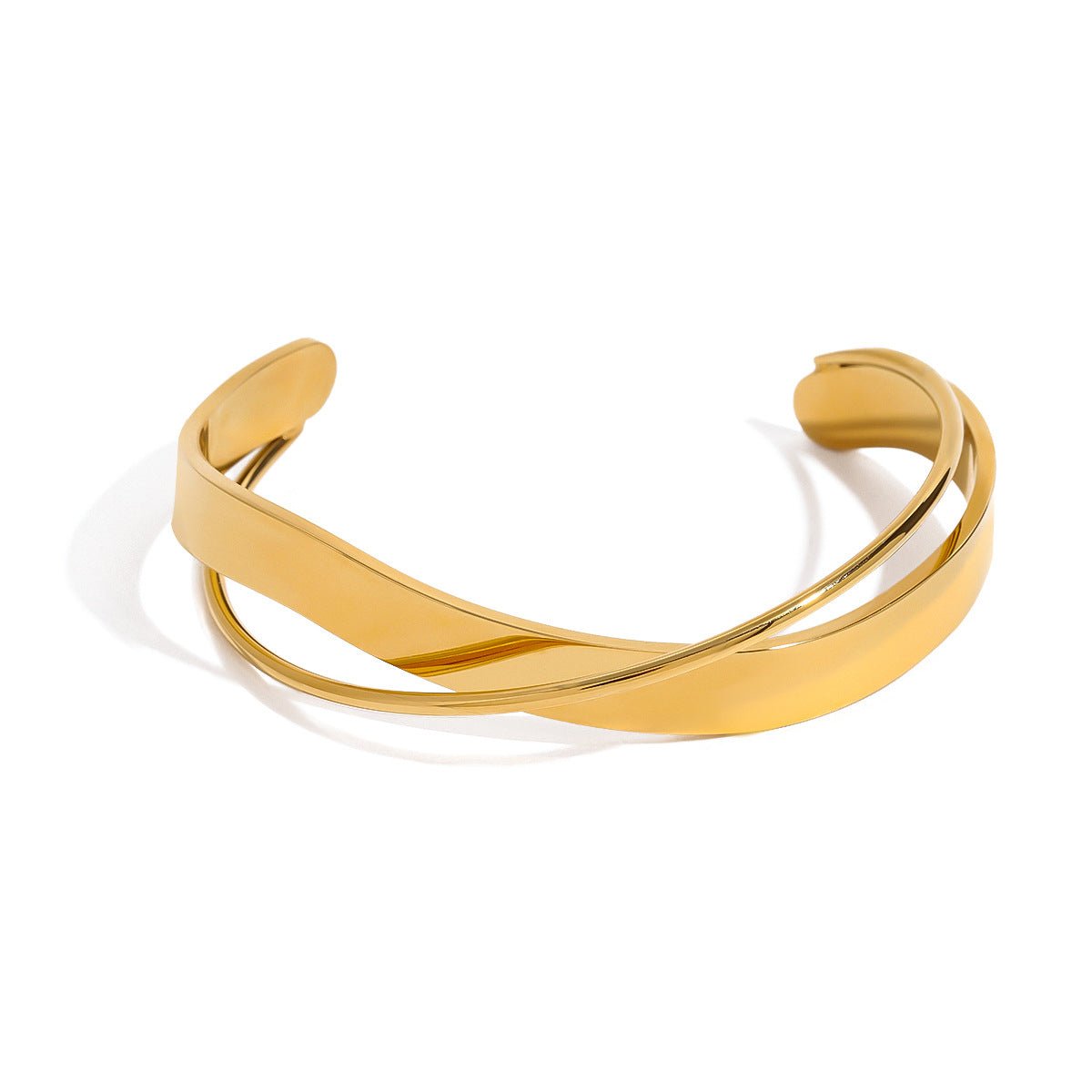 18K Gold PVD Stainless Steel Smooth Geometric Cuff Bracelet
