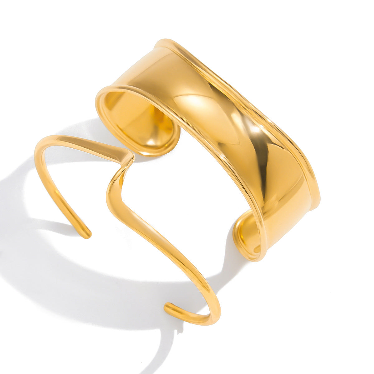 18K Gold PVD Stainless Steel Smooth Cuff Bracelet