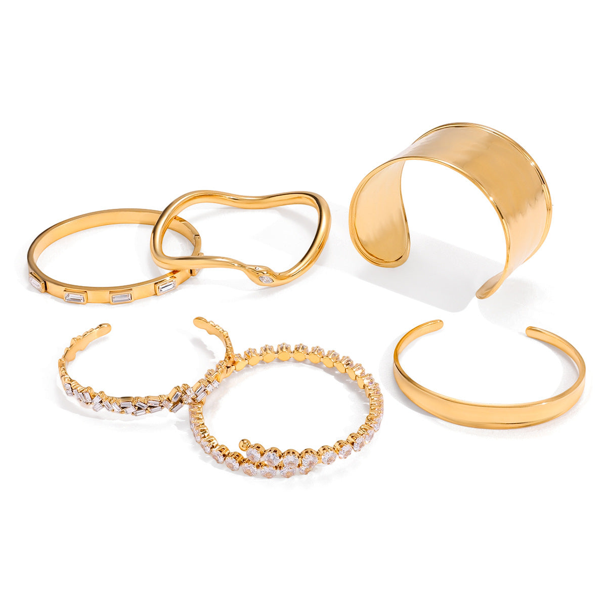 Stainless Steel Cubic Zirconia Bangle Combination