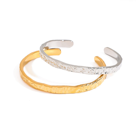 Stainless Steel Texture Bangle Combination