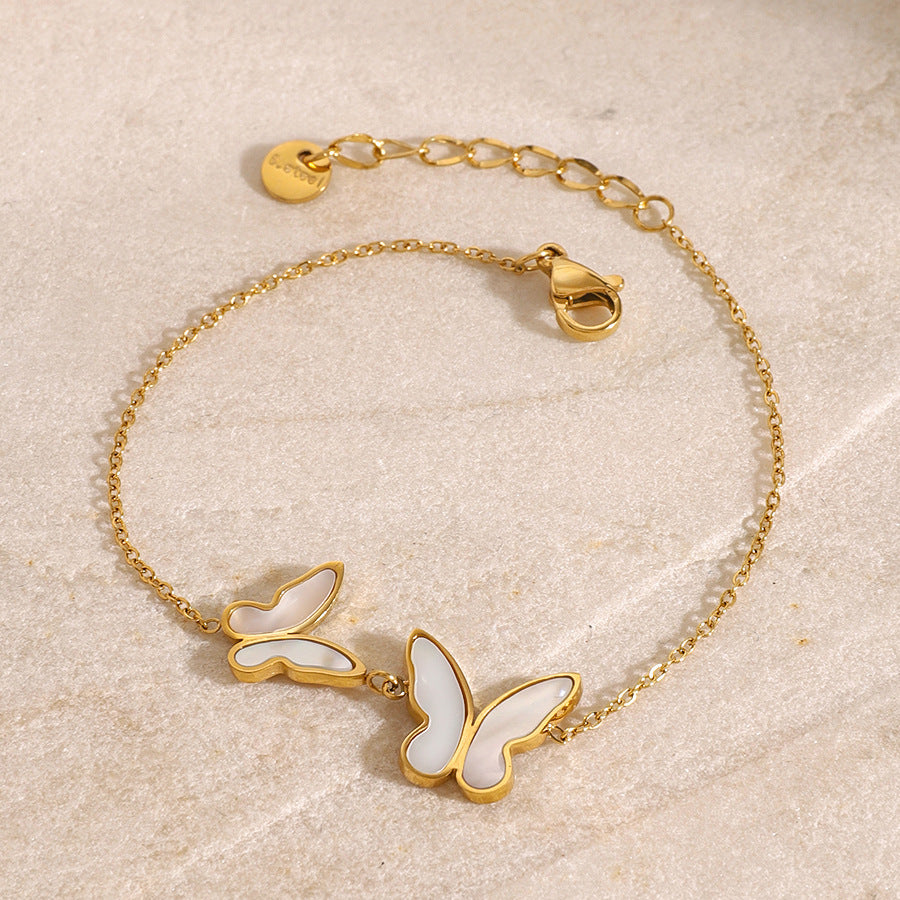 Stainless Steel Shell Butterfly Bracelet