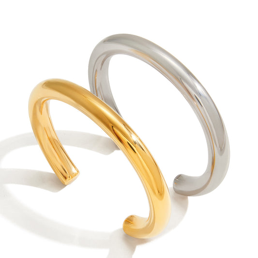 Stainless Steel Smooth Plain Ring Cuff Bracelet