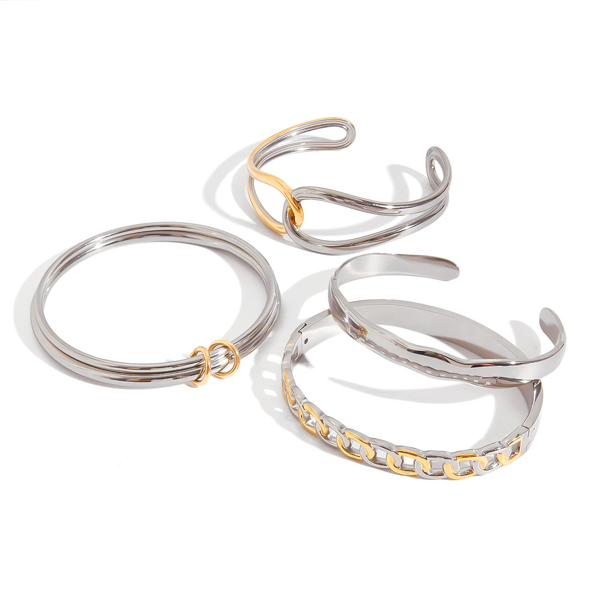 Stainless Steel Gold and Steel Two-Tone Cuff Bracelet