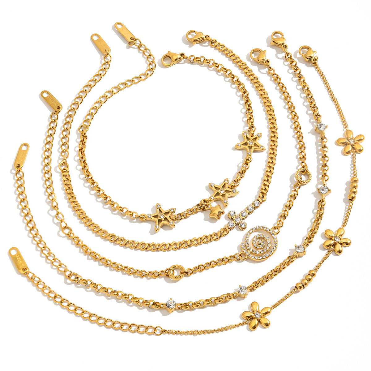 Stainless Steel Cross Cubic Zirconia Chain Bracelet