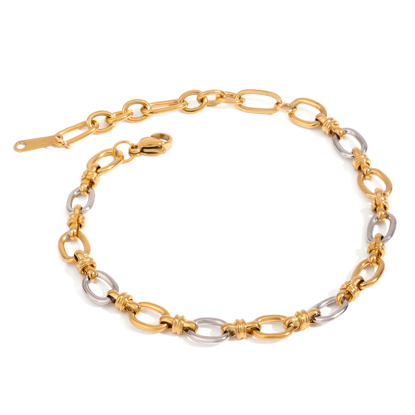 Stainless Steel Gold and Steel Two-Tone Chain Bracelet