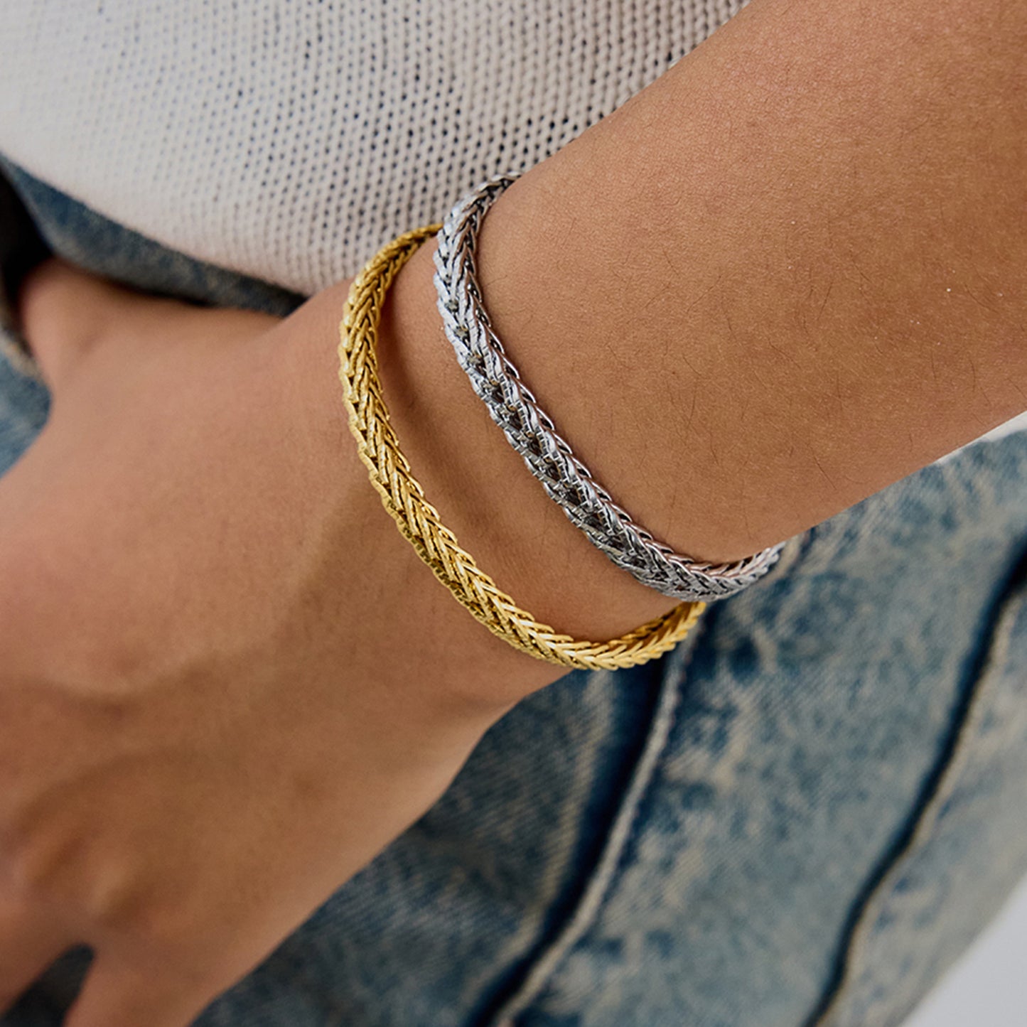 18K Gold PVD Stainless Steel Metal Thick Chain Bracelet