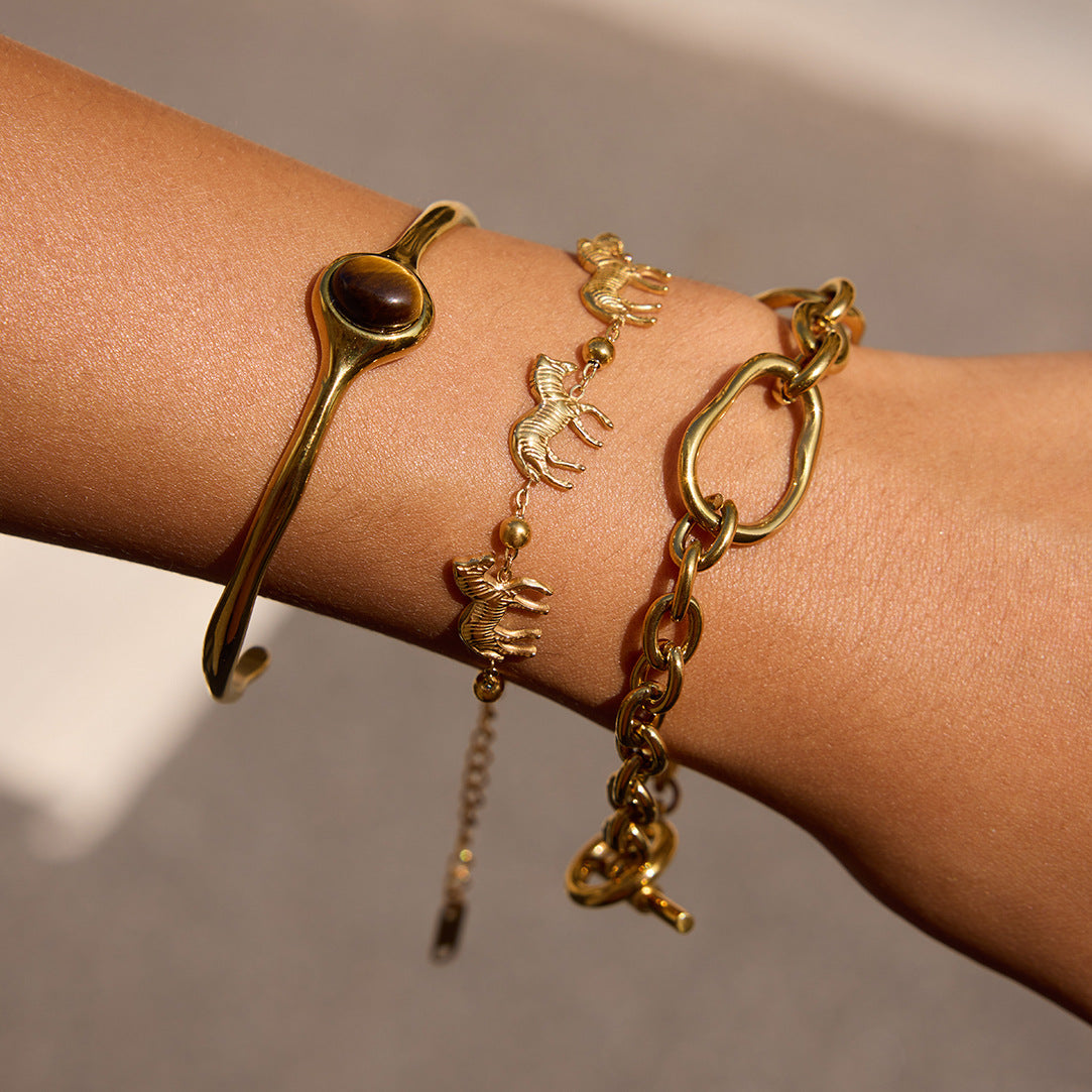 Stainless Steel Animal Bead Chain Bracelet