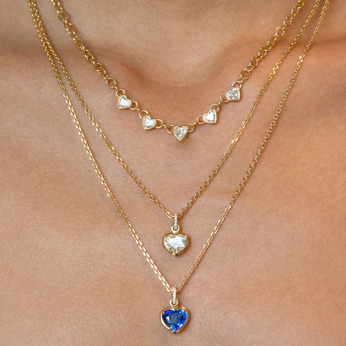 Stainless Steel Heart-shaped Cubic Zirconia Necklace