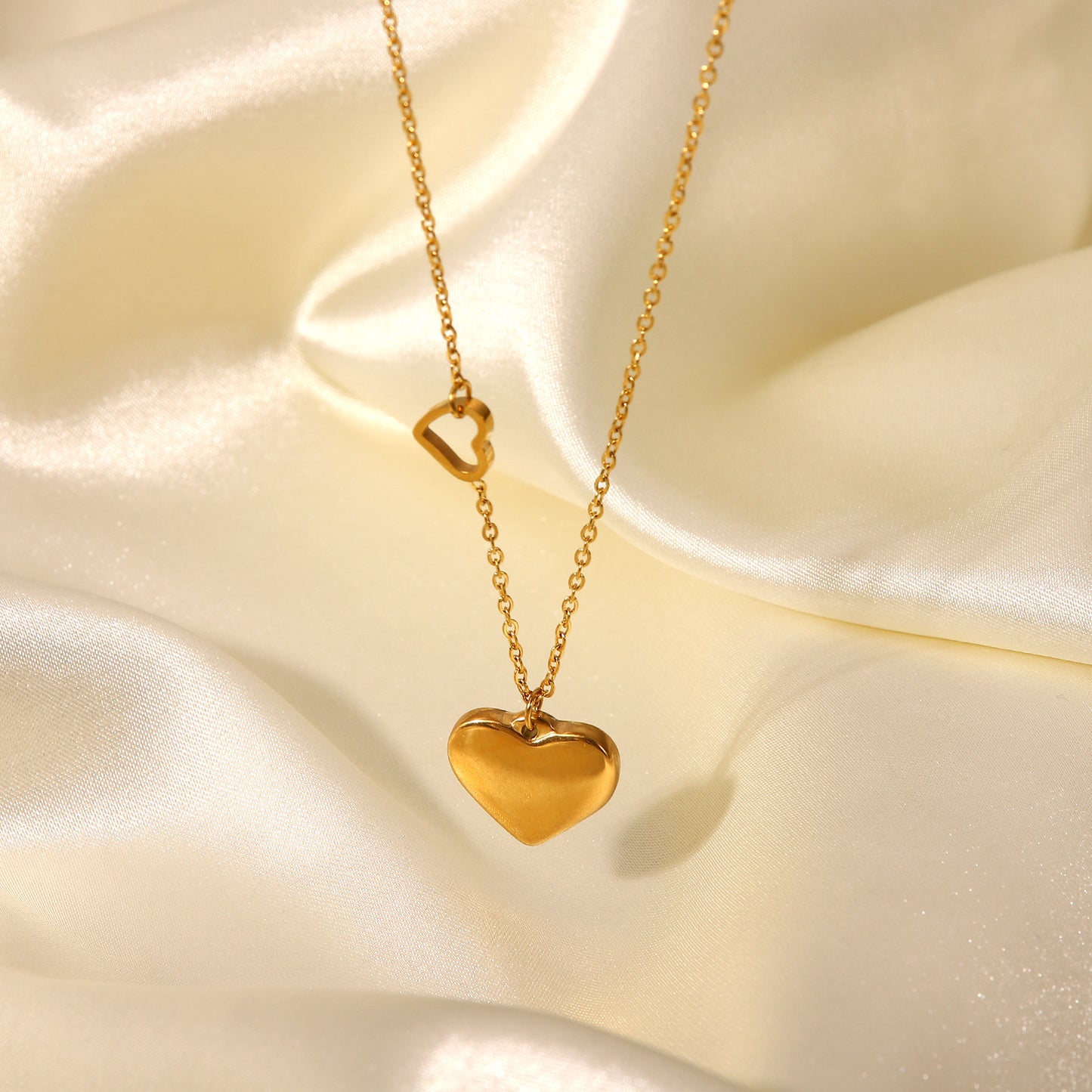 Stainless Steel Double Heart-shaped Pendant Necklace