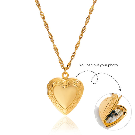 Stainless Steel Opening and Closing Heart-shaped Pendant Necklace
