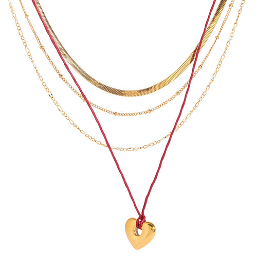 Stainless Steel Multi-layer Heart-shaped Layered Necklace