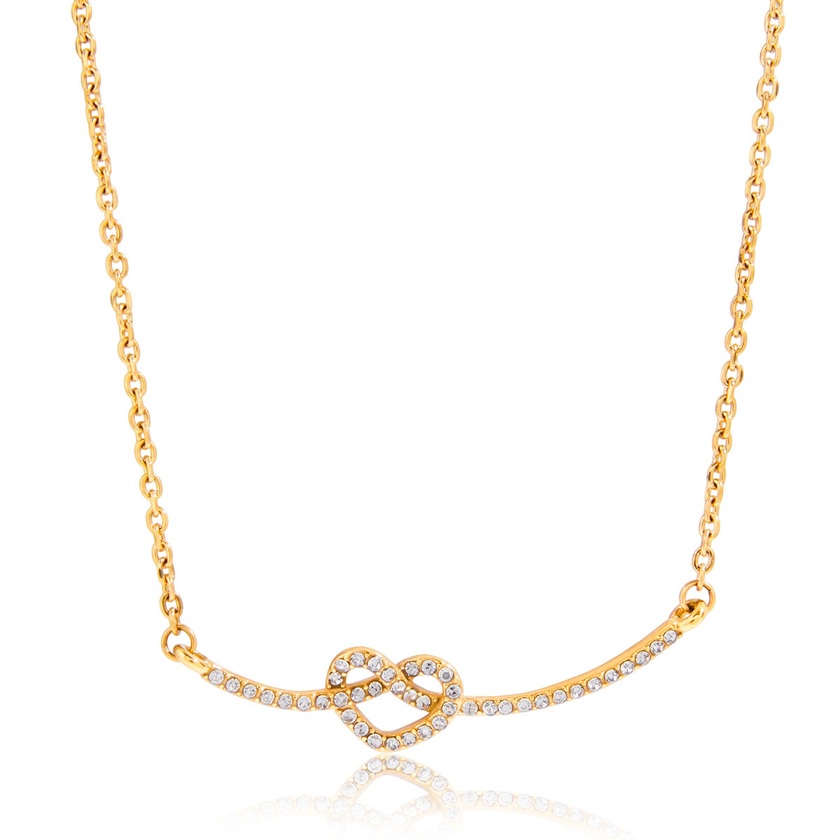 Stainless Steel Rhinestone Heart-shaped Necklace