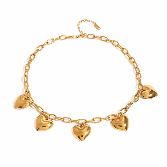Stainless Steel Heart-shaped Pendant Charm Necklace