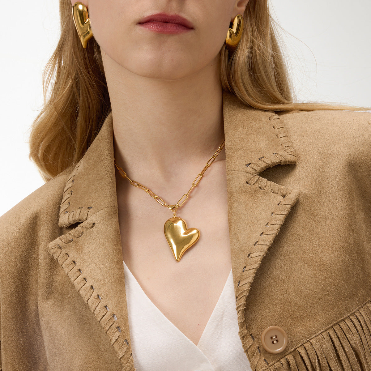 Stainless Steel Pearl Heart Pendant Necklace Collection