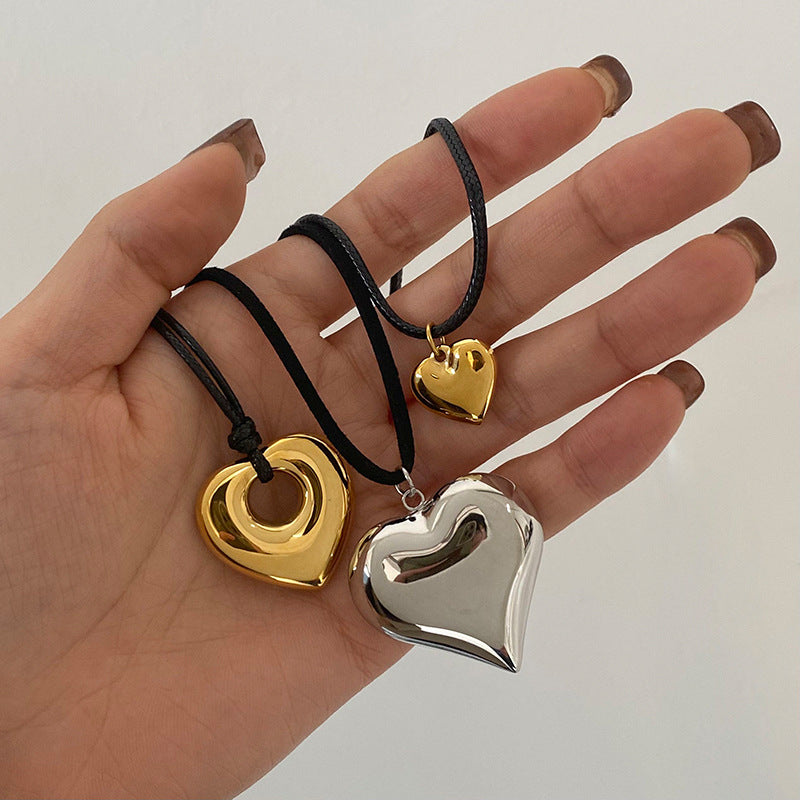 Stainless Steel Heart Pendant Necklace Combination