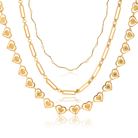 Stainless Steel Double Heart Pendant Necklace