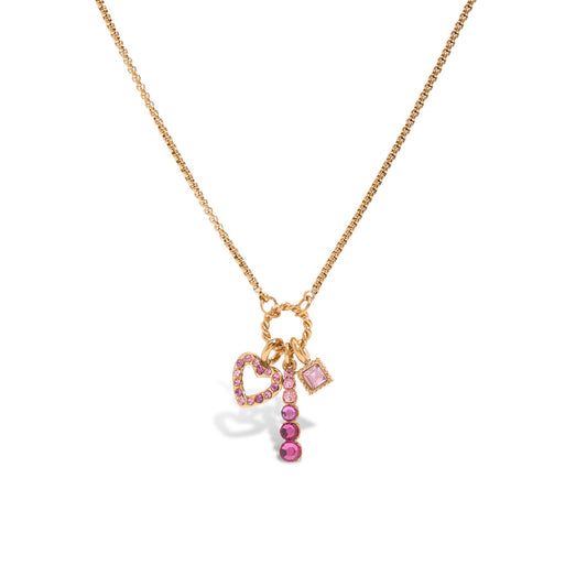 Stainless Steel Pink Cubic Zirconia Heart-shaped Necklace