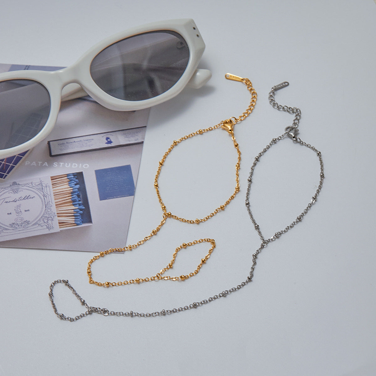 Stainless Steel Ball Chain Finger Bracelet