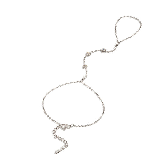 Stainless Steel Cubic Zirconia Finger Bracelet