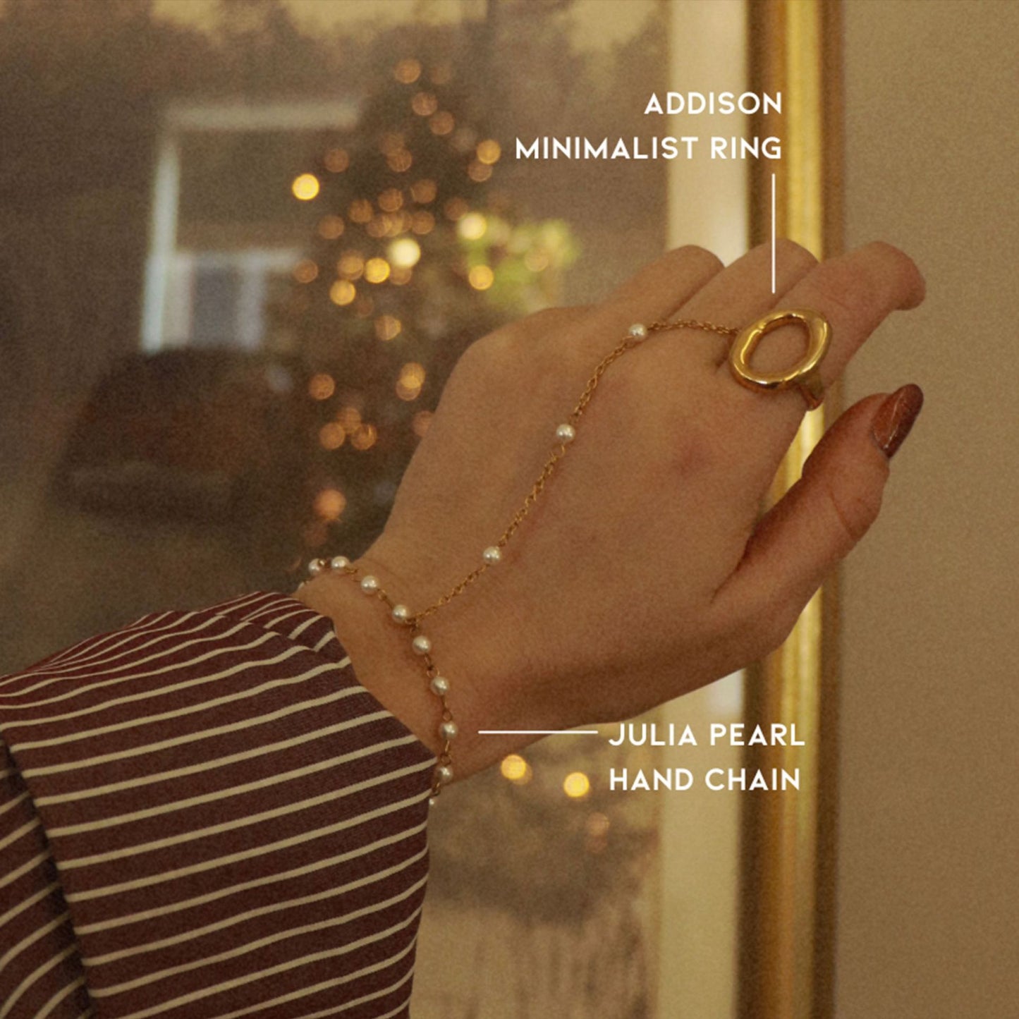 Stainless Steel Cubic Zirconia Pearl Finger Bracelet