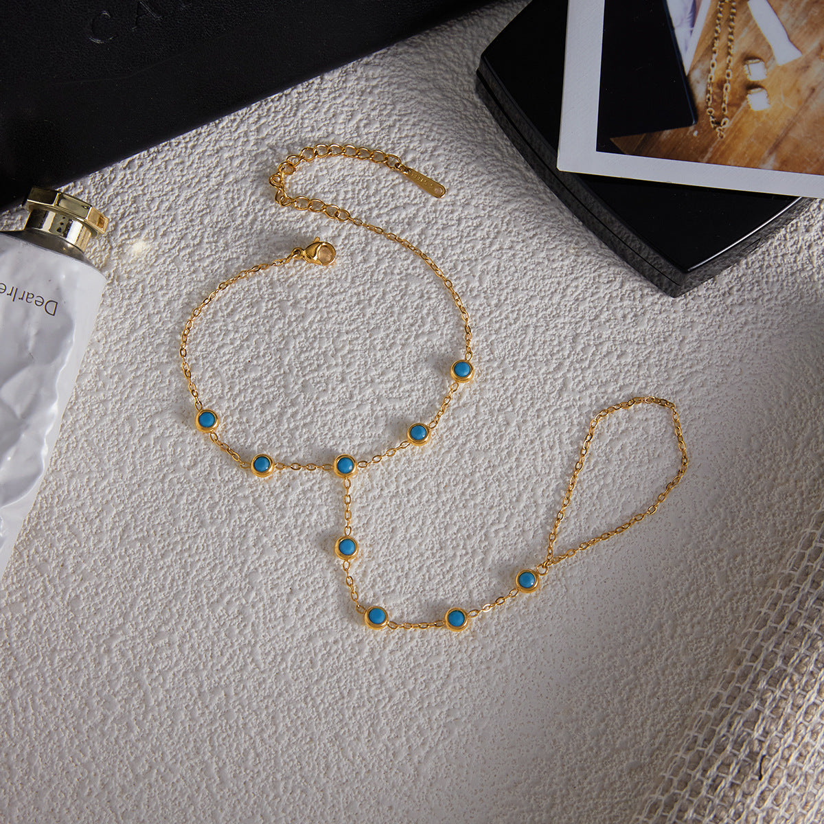 Stainless Steel Turquoise Necklace Ring Jewelry Set