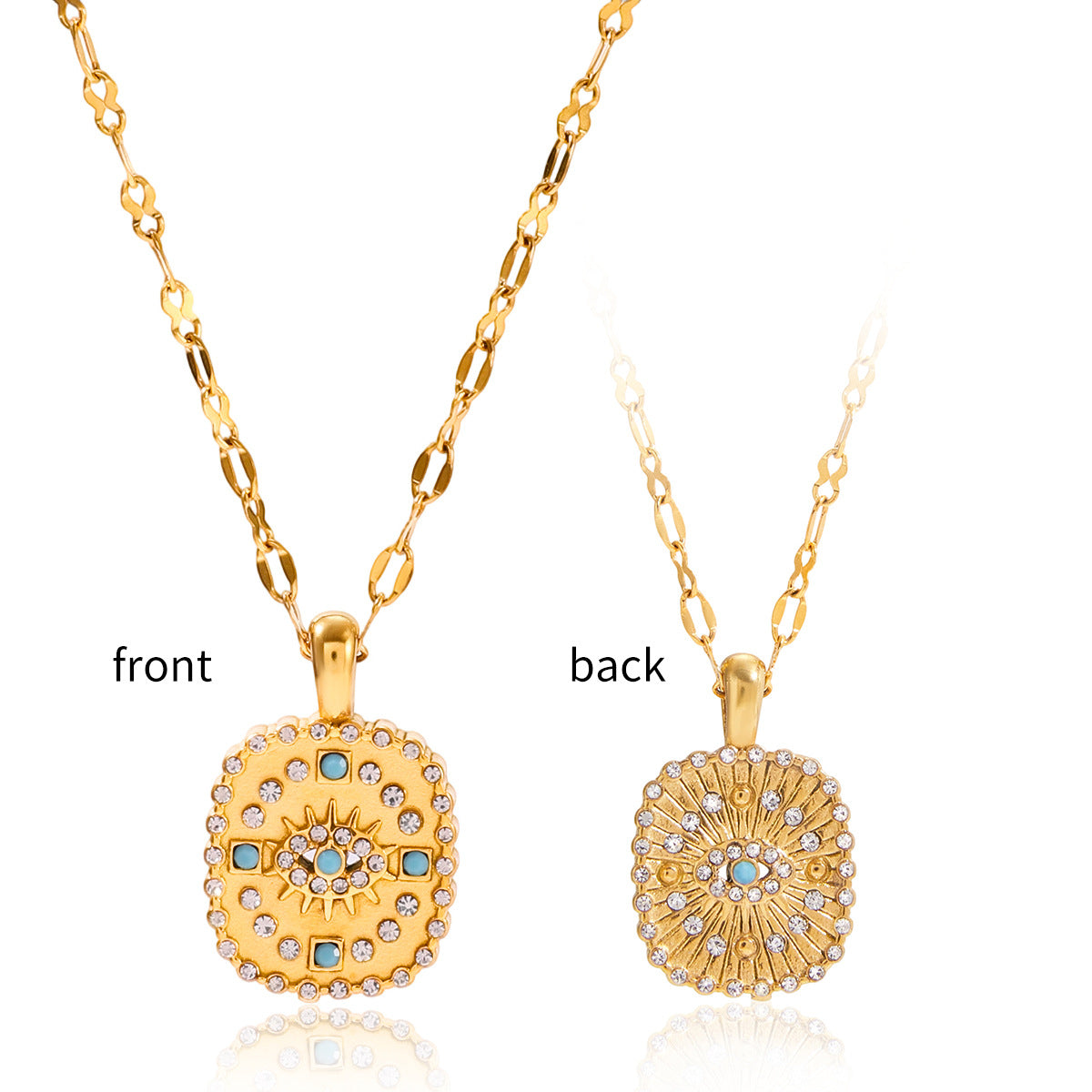 Stainless Steel Devil's Eye Necklace Earrings Jewelry Set