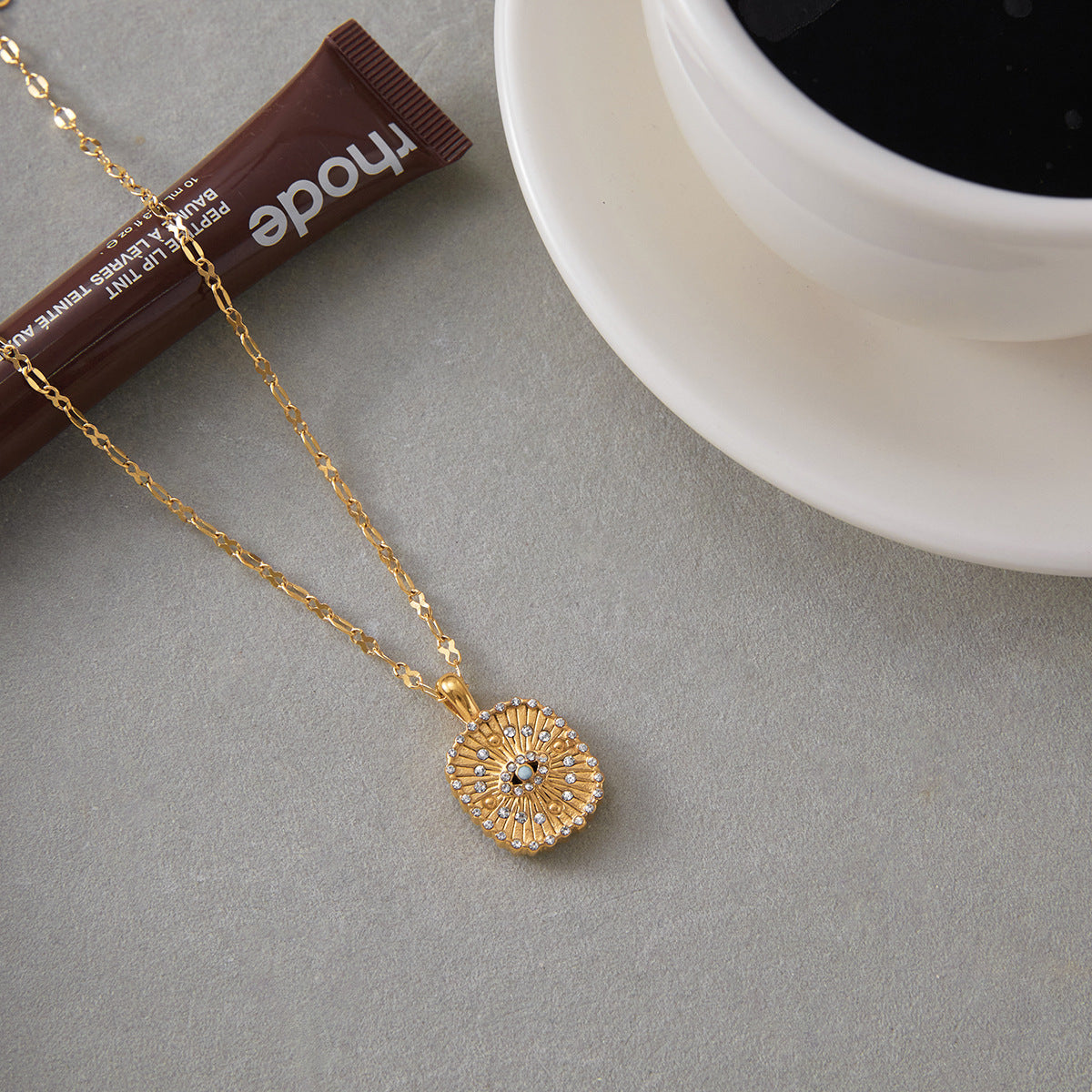 Stainless Steel Devil's Eye Necklace Earrings Jewelry Set