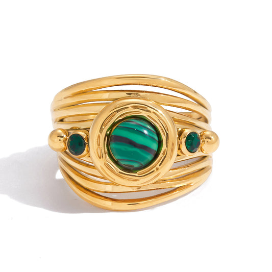 Stainless Steel Peacock Stone Ring