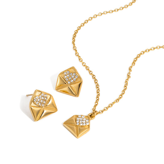 Classic Heart-shaped Envelope Earrings Necklace Jewelry Set