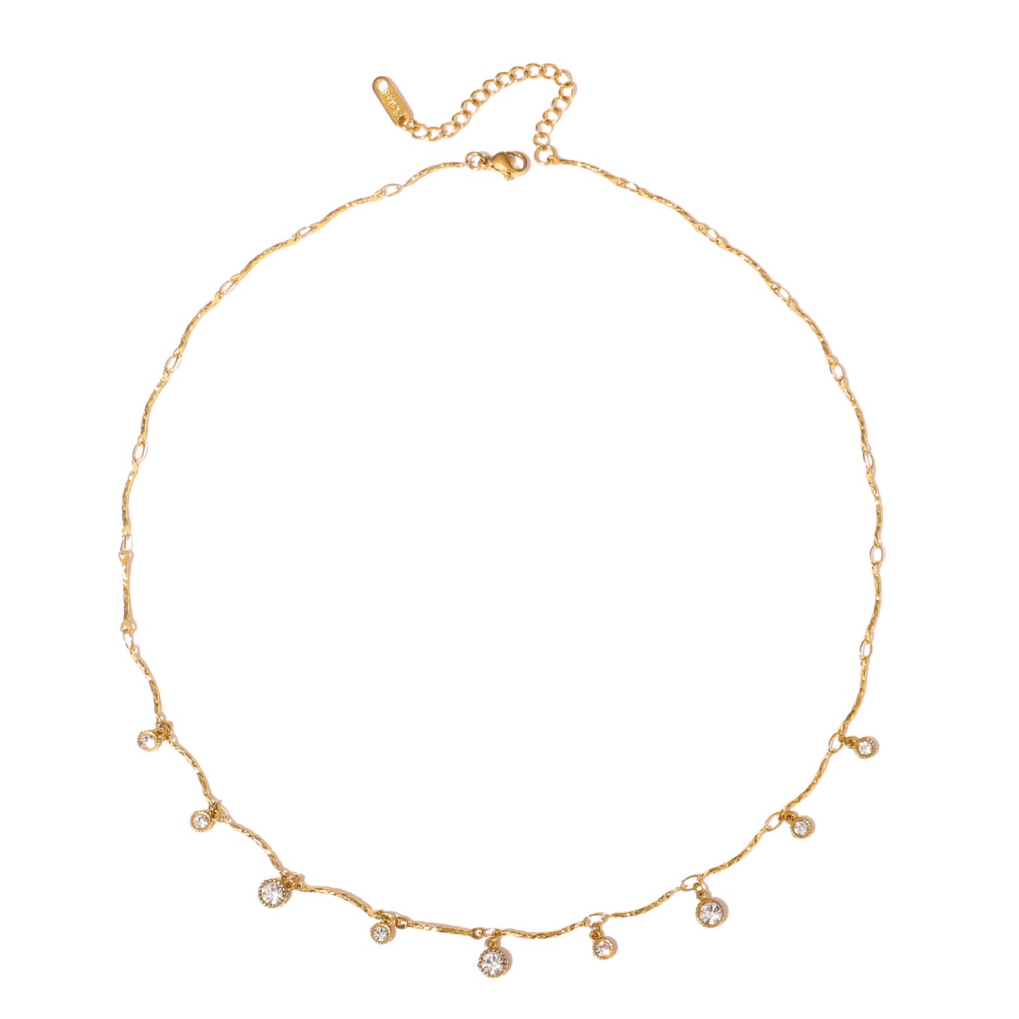 Stainless Steel Round Rhinestone Stick Chain Necklace