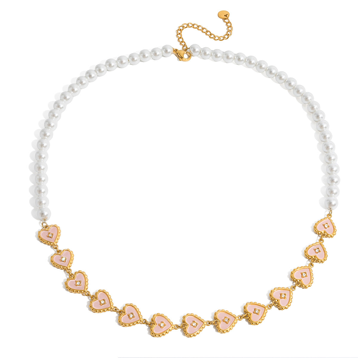 Stainless Steel Heart-shaped Pearl Necklace