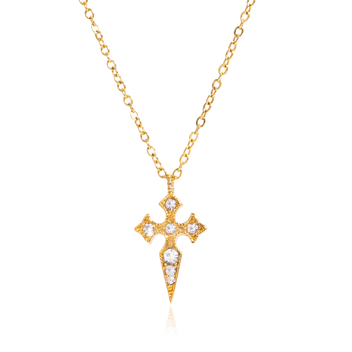 Stainless Steel Rhinestone Cross Bracelet Necklace Earrings Jewelry Set