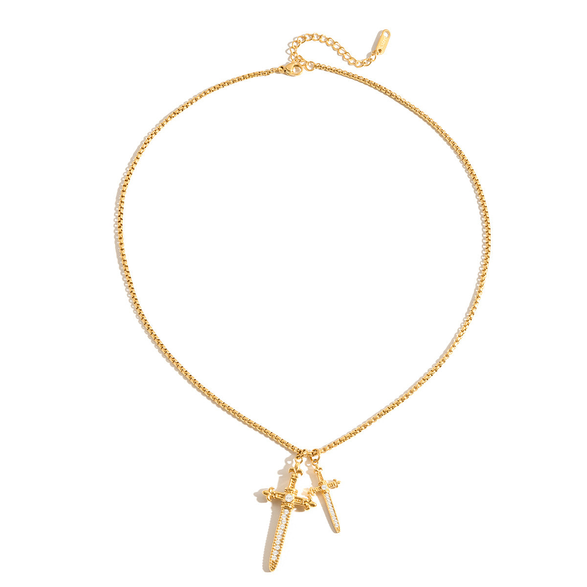 Stainless Steel Cross Pendant Sweater Necklace