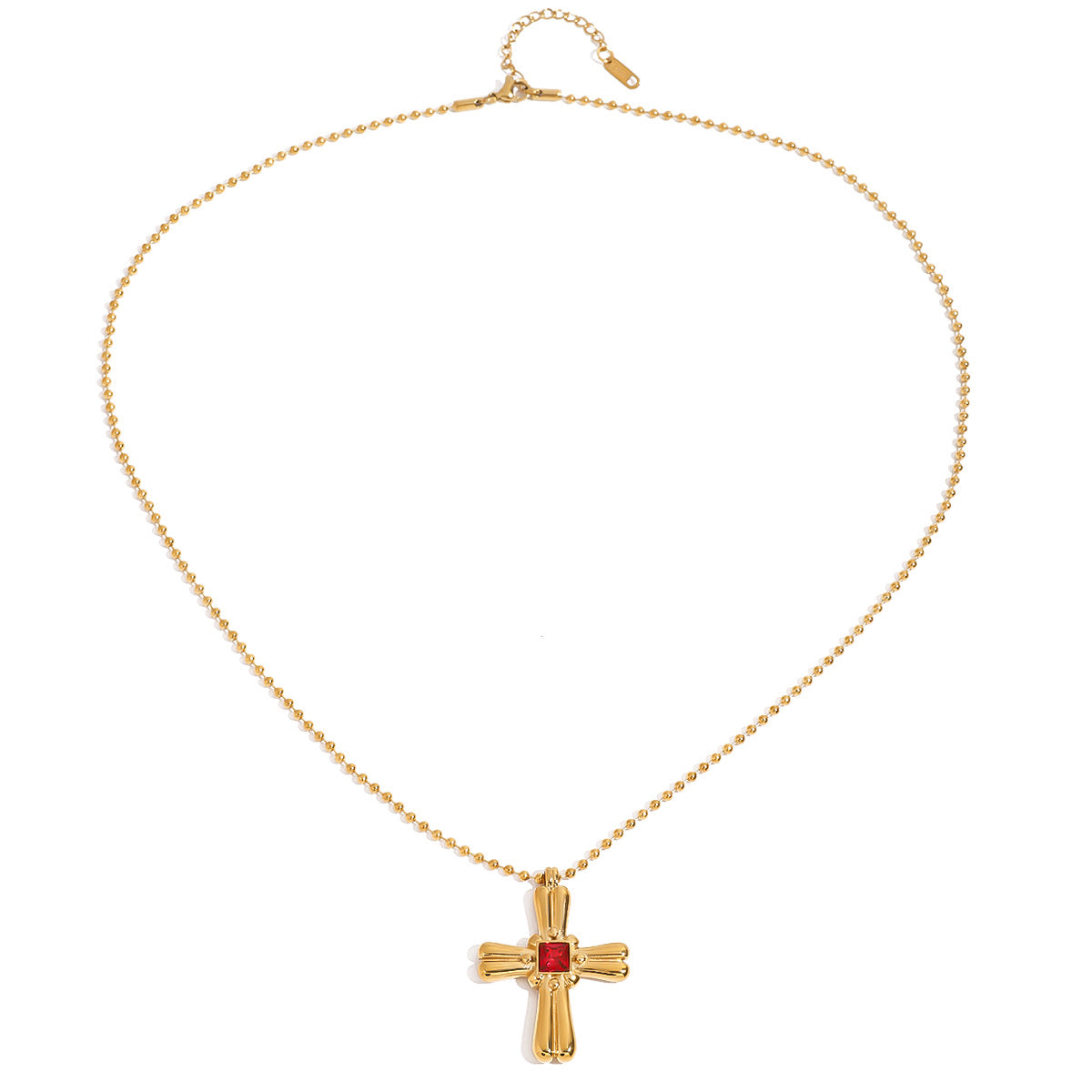 Stainless Steel Glass Zirconia Cross Pendant Necklace
