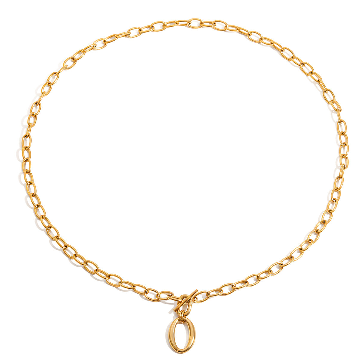 Stainless Steel Thick Cable Chain OT Clasp Necklace
