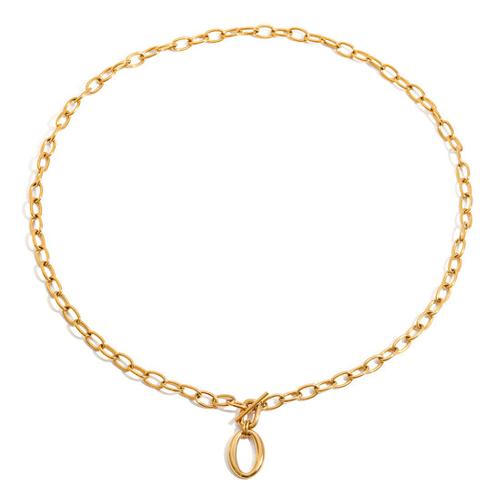 Stainless Steel Thick Cable Chain OT Clasp Necklace