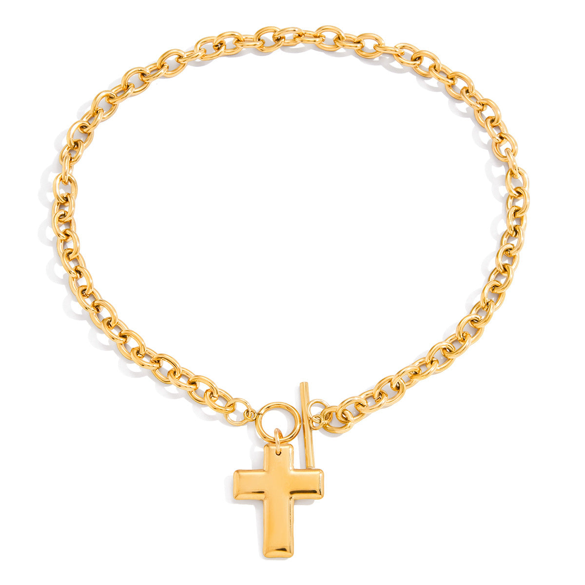 Stainless Steel Cross Pendant OT Clasp Necklace