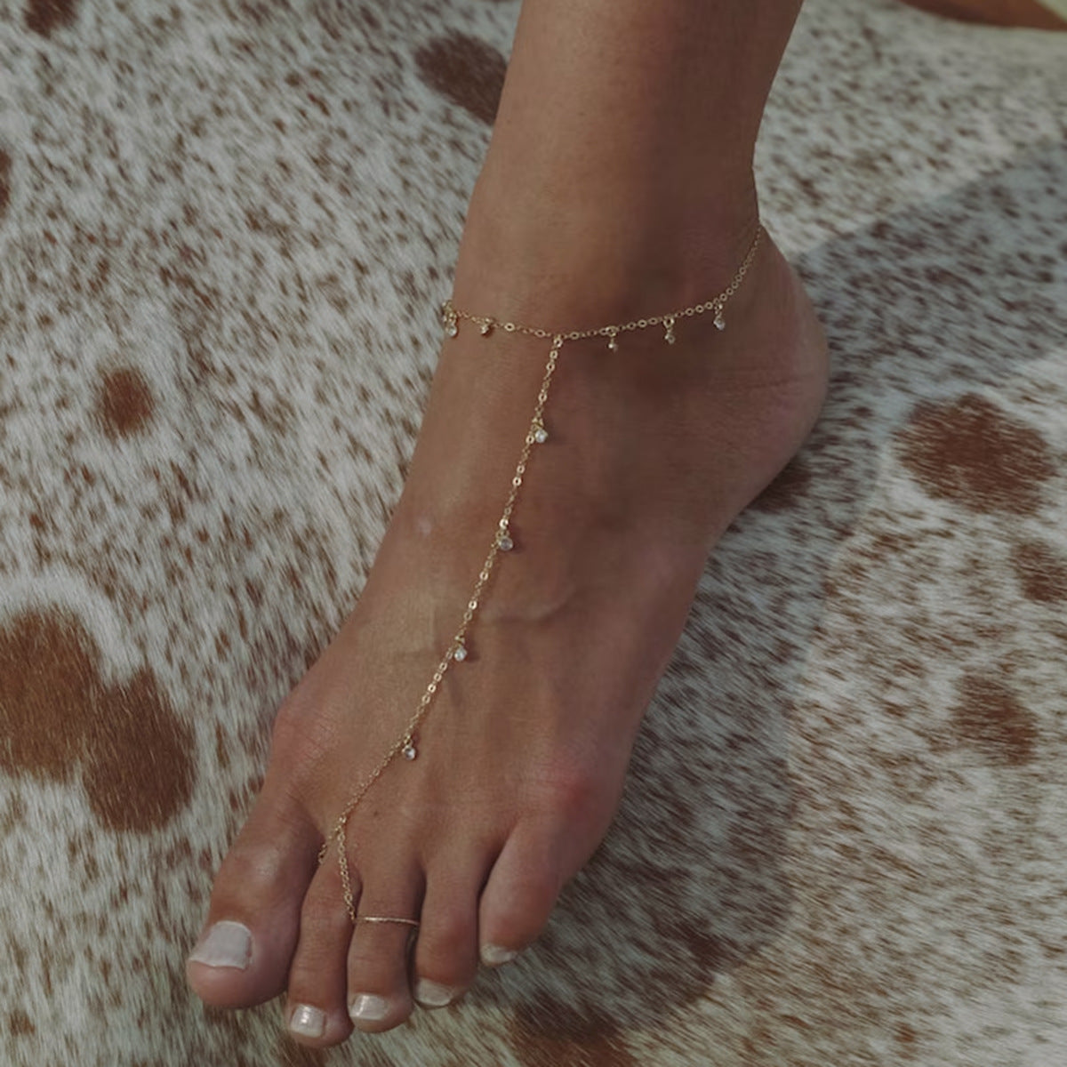 Stainless Steel Multi-zircon Toe Chain Ankle